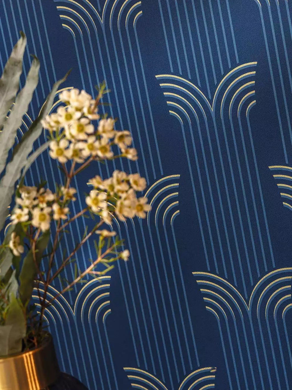 Glamour, col. 20 - Bögen - Linie - Streifen - Blau - Gold - Caselio