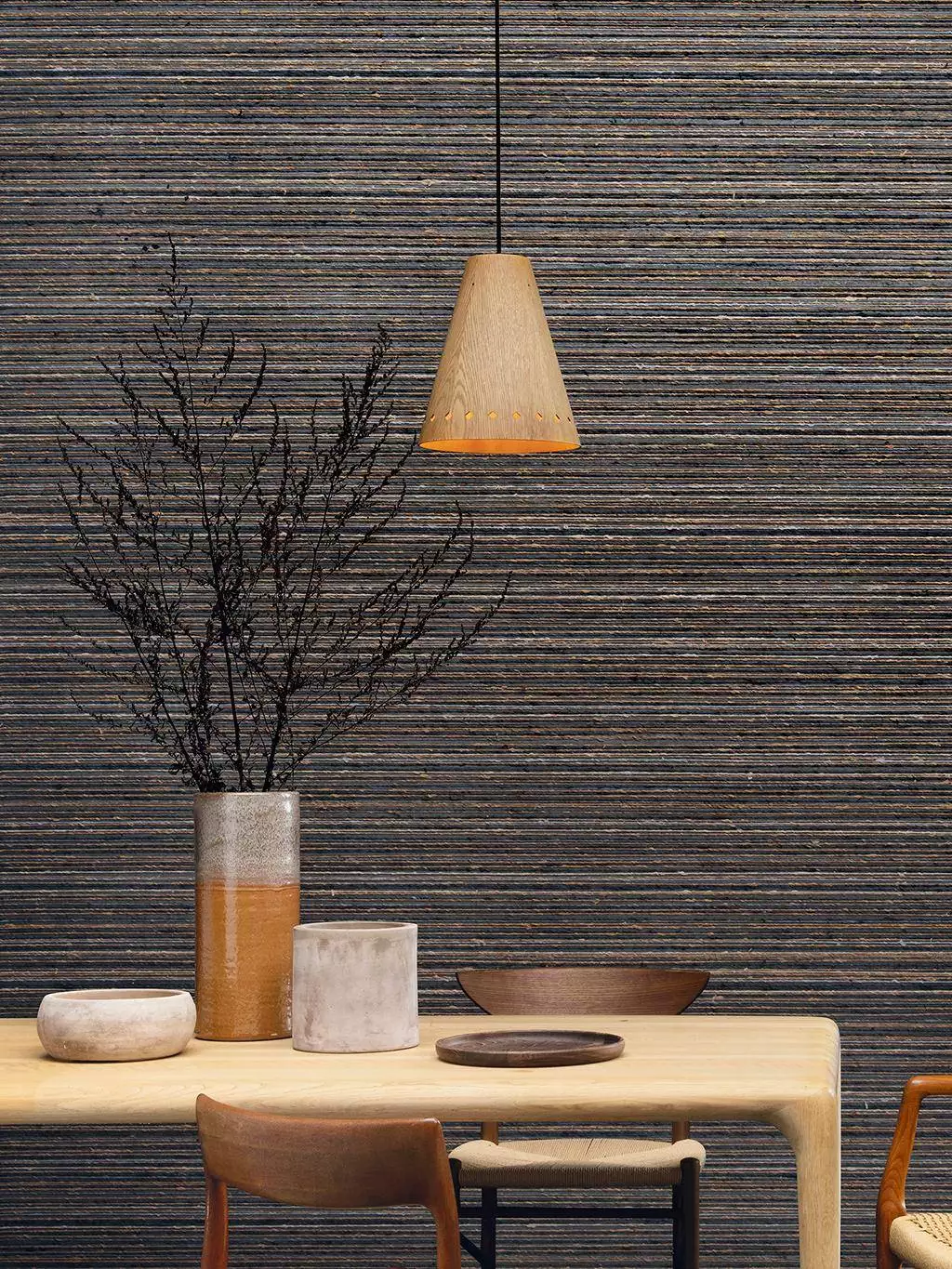 Unlimited, col. 51 - Moderne Muster - Naturfaser - Textil & NaturTapeten - Anthrazit - Braun - Creme - OMEXCO