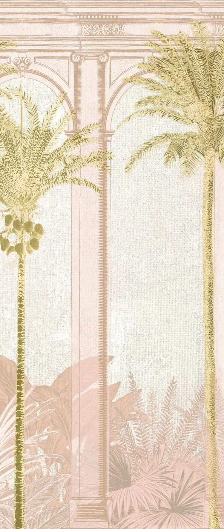 Habana, Panoramics, col. 03 - Bäume - Gebäude - Creme - Rosa - Masureel