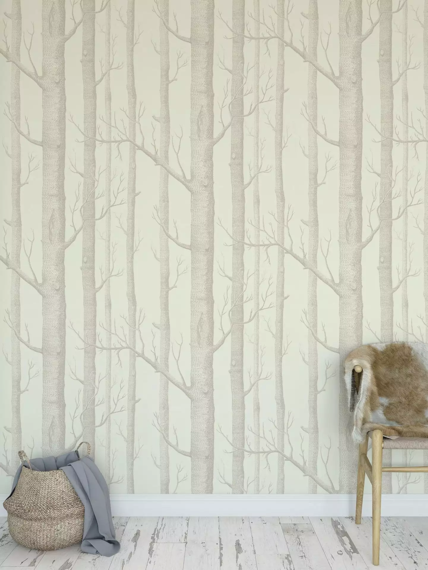 Woods, Linen on Cream - Bäume - Florale Muster - Obst - Creme - Hellbraun - Cole & Son