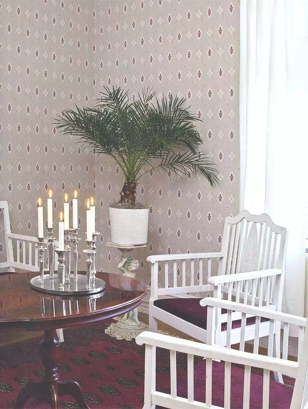 Martha - Ornamente Tapeten - Rauten - Grau - Lila - Weinrot - Emil Rotter