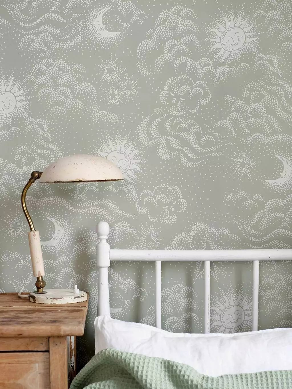 HAPPY CLOUD SAGE GREEN - Sonne - Wolken - Creme - Grün -  Littlephant