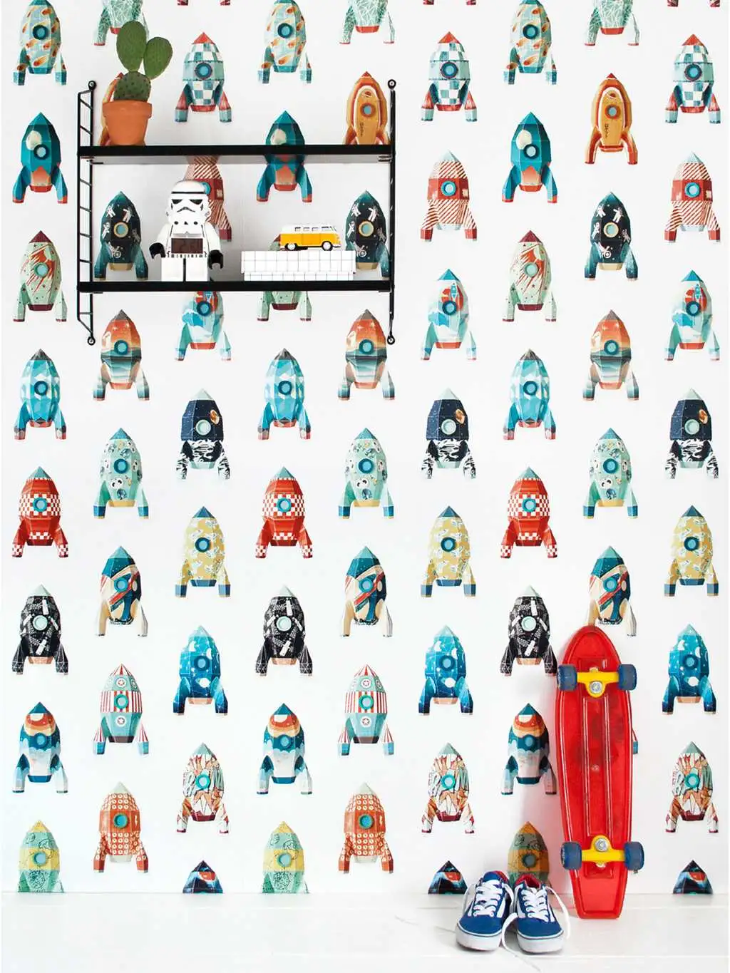 Raketen Tapete - Flugzeuge - Multicolor - Weiß - StudioDitte