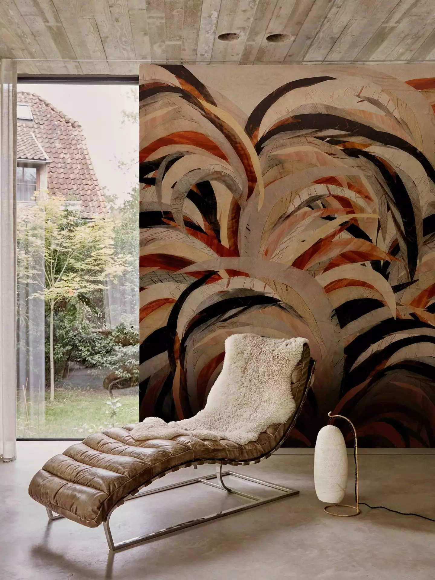 Cave - Blätter - Moderne Muster - Braun - Creme - wall & decò