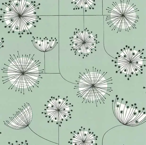 Dandelion Mobile, col.05 - Blumen - Kreise - Retro - Hellgrün - Schwarz - Weiß - MissPrint