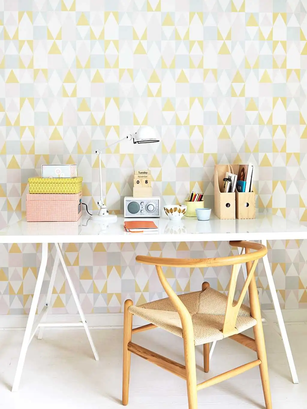 Alice, col.01 - Dreiecke - Multicolor - Weiß - Majvillan AB