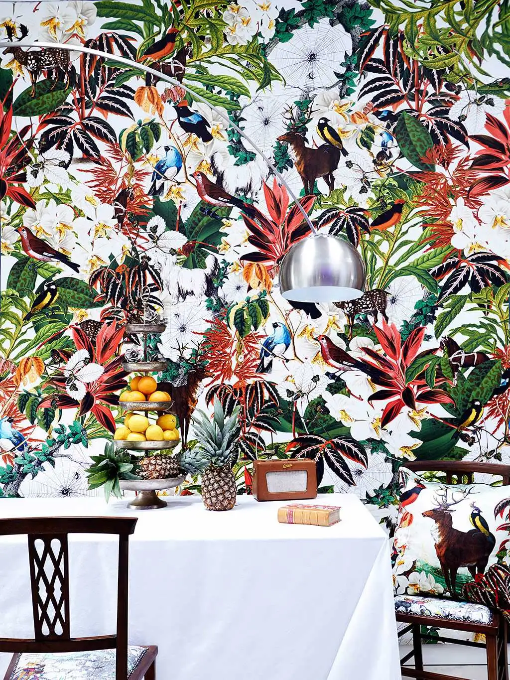 House Plant - Blumen - Blätter - Tier Tapeten - Multicolor - Weiß - Kristjana S Williams