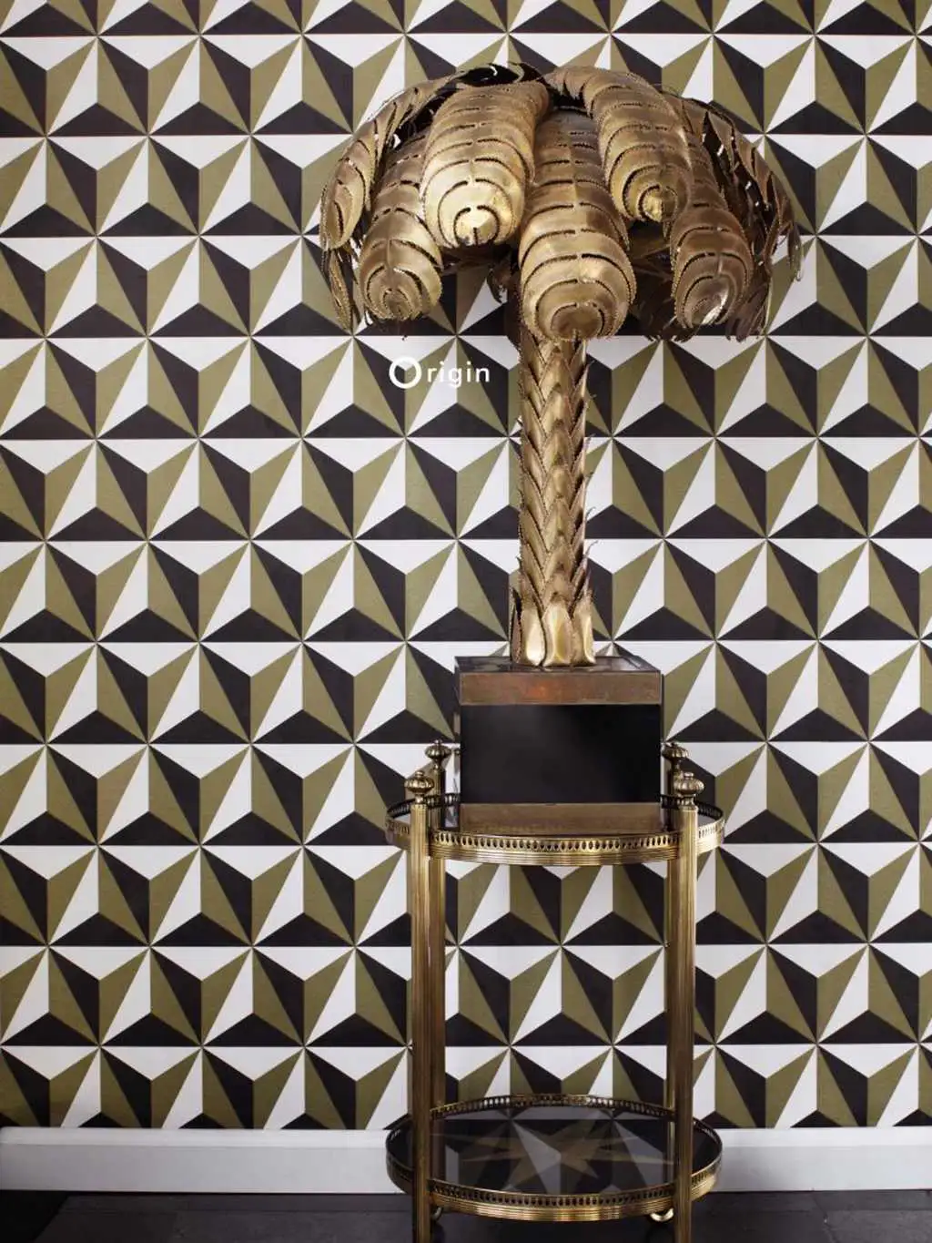 Joel, col.05 - 3D Tapeten - 3D Tapeten: - Dreiecke - Rauten - Gold - Rot - Weiß - Origin