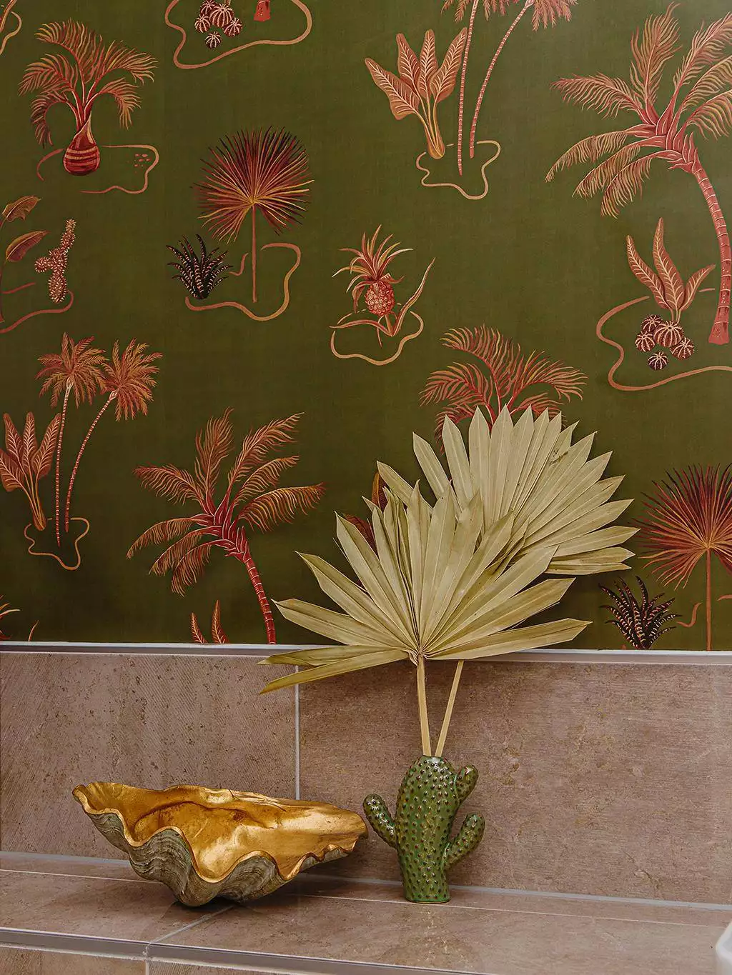 Solitude Wallpaper in Olive-Green - Blätter - Bäume - Florale Muster - Multicolor - Wear the walls