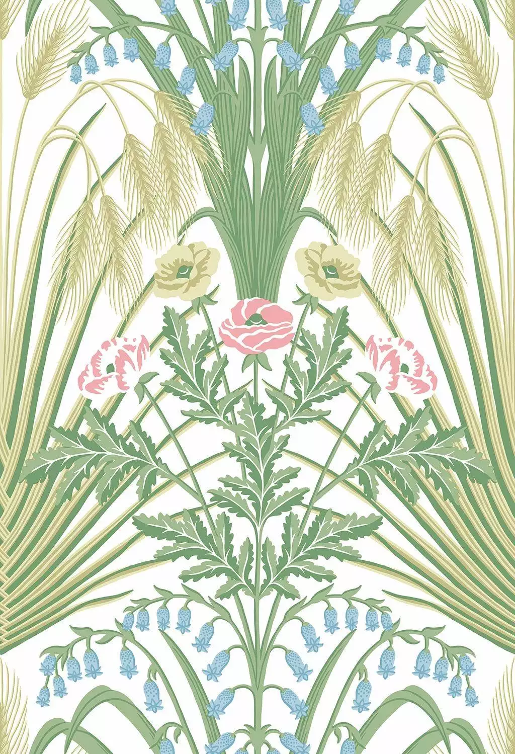 Bluebell, col. 8 - Blumen - Blätter - Grün - Hellbraun - Ocker - Rot - Weiß - Cole & Son