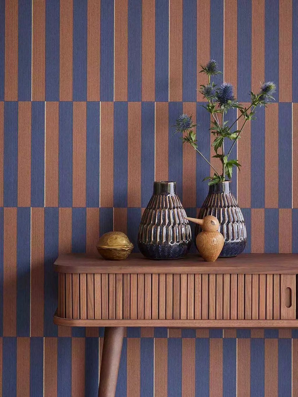Revive lines, col. 02 - Moderne Muster - Streifen - Blau - Hellbraun - Eijffinger