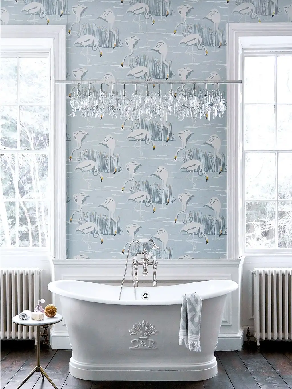 Salinas, col. 5 - Blätter - Tapeten mit Vogelmotiven - Tier Tapeten - Gelb - Gold - Hellblau - Sanderson 