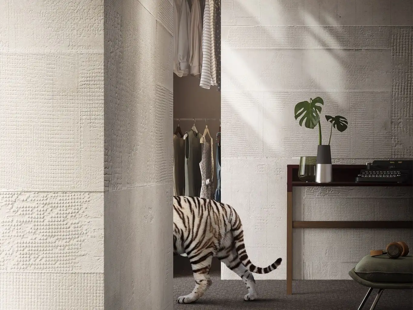 MALMOE, WHITE - Stofftapeten - Text - Creme - Tecnografica