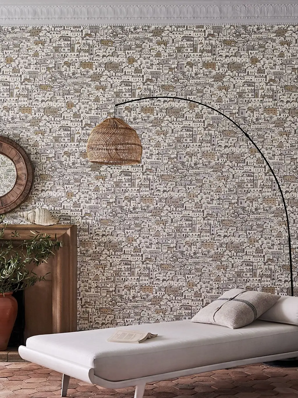 Mediterranea, col. 38 - Gebäude - Gold - Grau - Silber - Weiß - Cole & Son