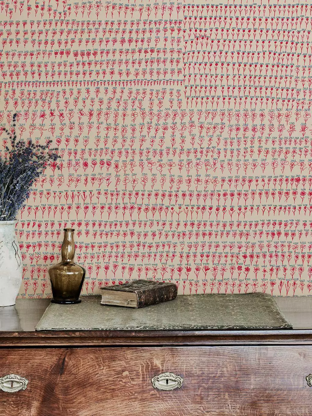 Blümchen, col. 02 - Blumen - Zahlen - Zeichnungen - Blau - Creme - Rot - Sabine Röhse