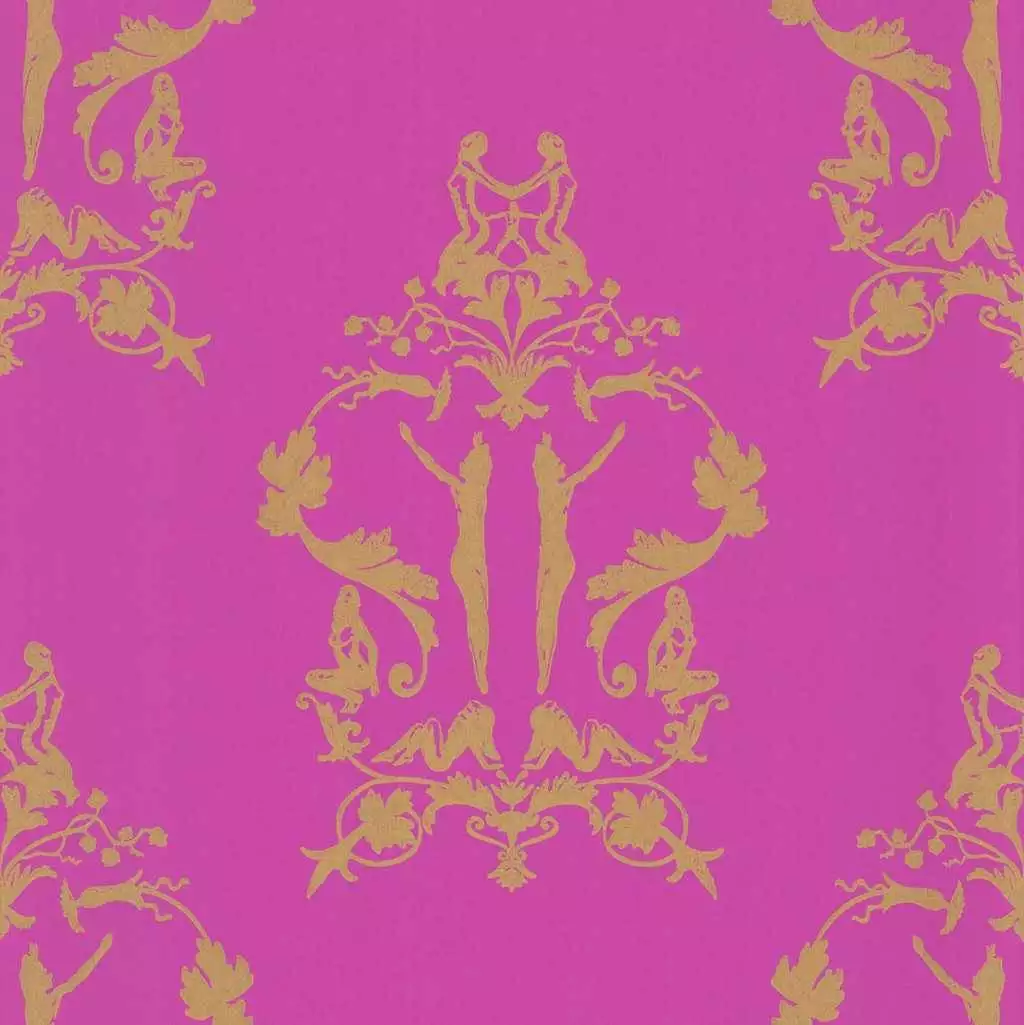 Anakreon, fuchsia gold - Figuren - Ornamente Tapeten - Gold - Pink - Malz & Malz