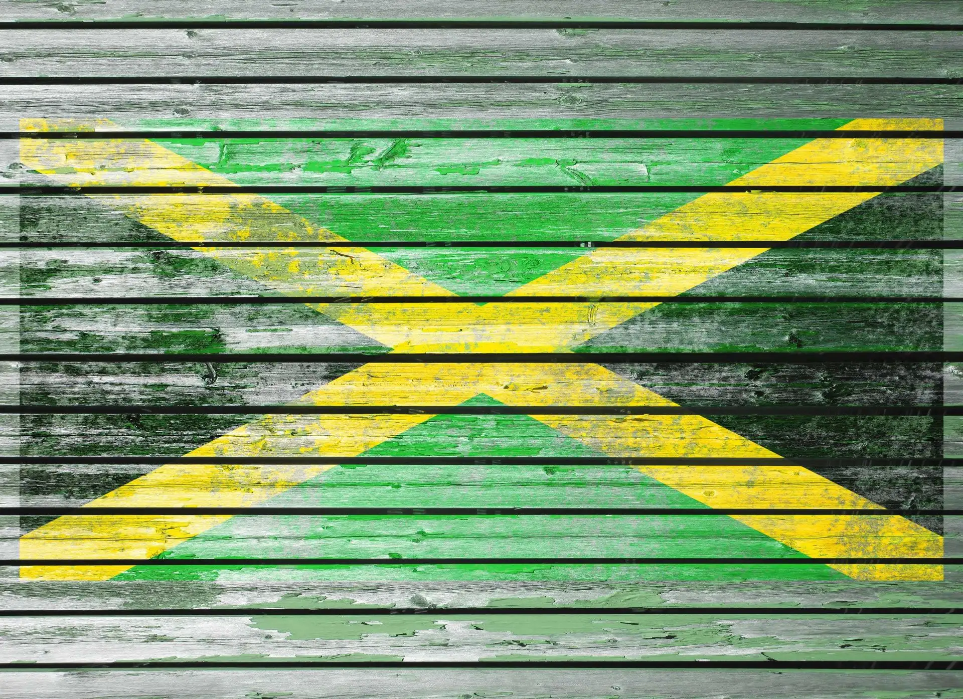 flags, col.03 - Collage - Fahne - FotoTapeten - Holzdesign / Holzoptik - Holzdesign / Holzoptik: - Rauten - Anthrazit - Gelb - Grün - Carlos