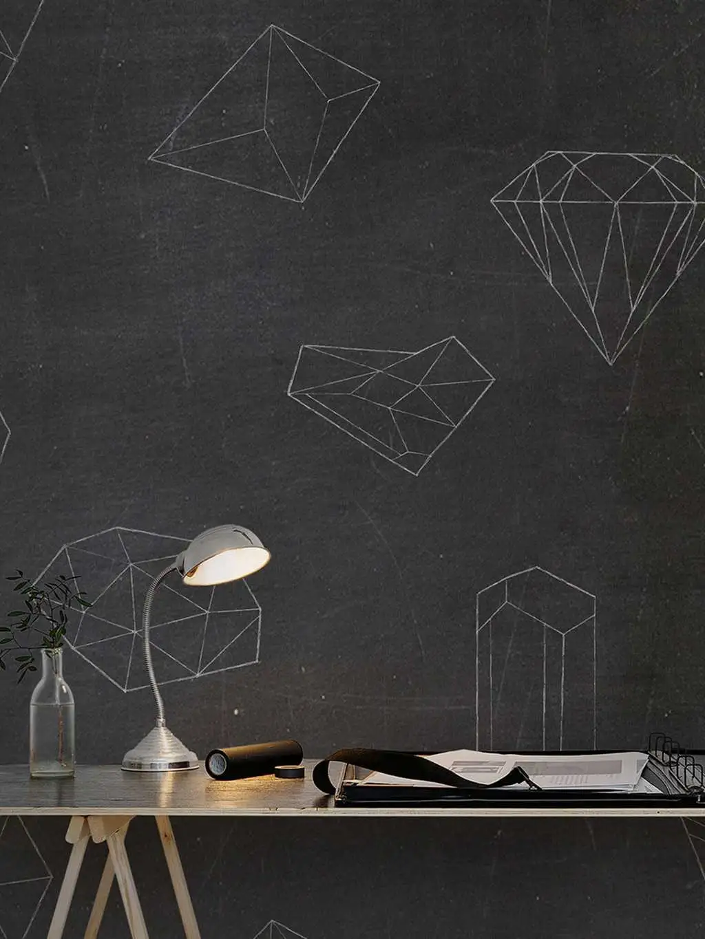 Chalkboard - Formen - Anthrazit - Weiß - Rebel Walls