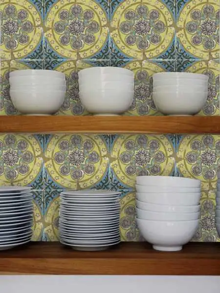 Papertiles, dahlia - Fliesen - Kachel &amp - Braun - Gelb - Hellbraun - Türkis - Louise Body