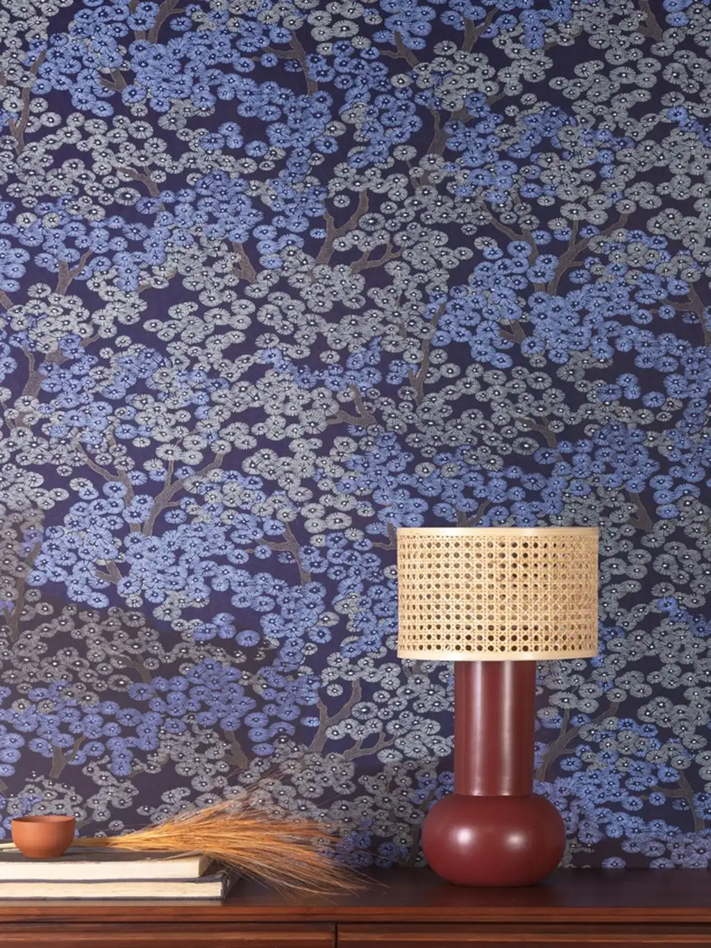 Yuca, col. 01 - Asia - Blumen - Äste - Blau - Braun - Hellblau - Silber - Masureel