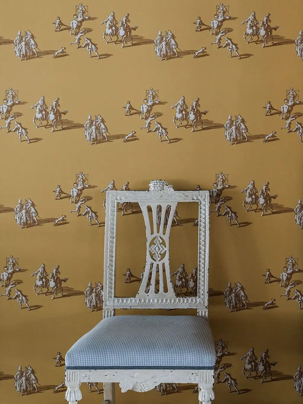 A WALK IN THE PARK MISTED YELLOW - Figuren - Tier Tapeten - Toile de Jouy - Braun - Gelb - Grau - Weiß - LÅNGELID / VON BRÖMSSEN