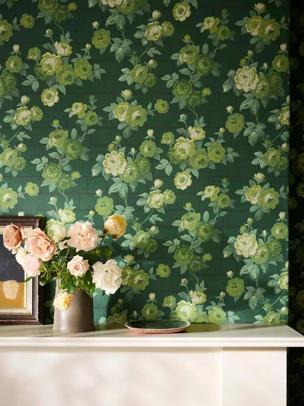 Rose Garden, Puck - Backstein - Blumen - Florale Muster - Grün - Hellgrün - Little Greene