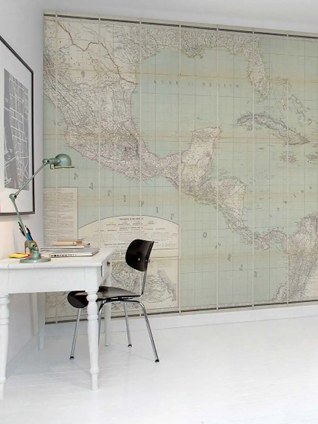 TROPICAL AMERICA - Weltkarten auf Tapete - Anthrazit - Creme - Grün - Rebel Walls