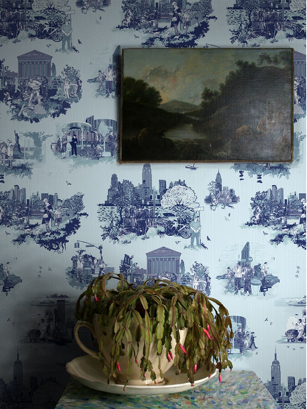 New York Toile, col. 06 - Stadt - Toile de Jouy - Blau - Timorous Beasties