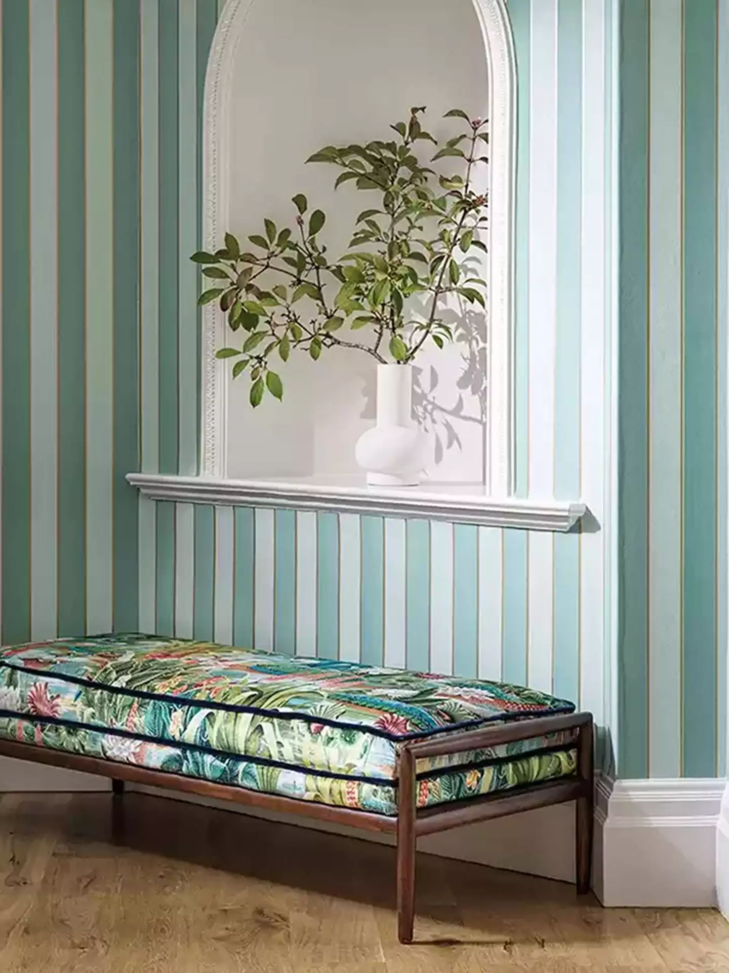 Regency Stripe, col. 08 - Streifen - Gold - Türkis - 