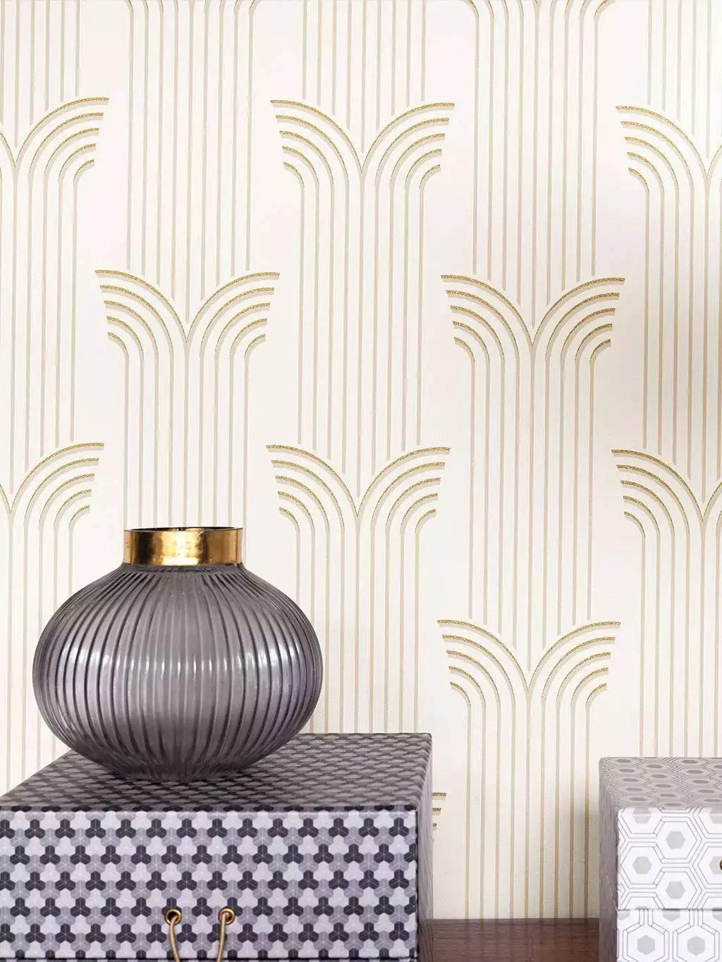 Glamour, col. 27 - Bögen - Linie - Streifen - Gold - Weiß - Caselio