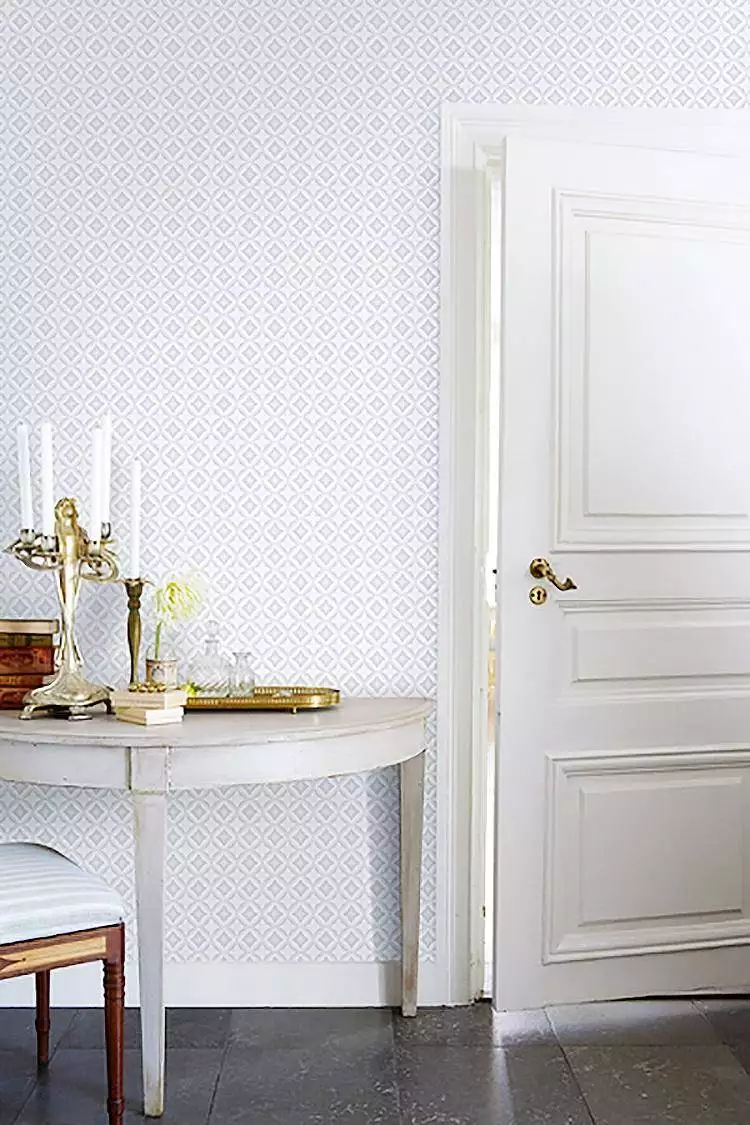 Loka, col. 8 - Rauten - Gold - Grau - Weiß - Borastapeter