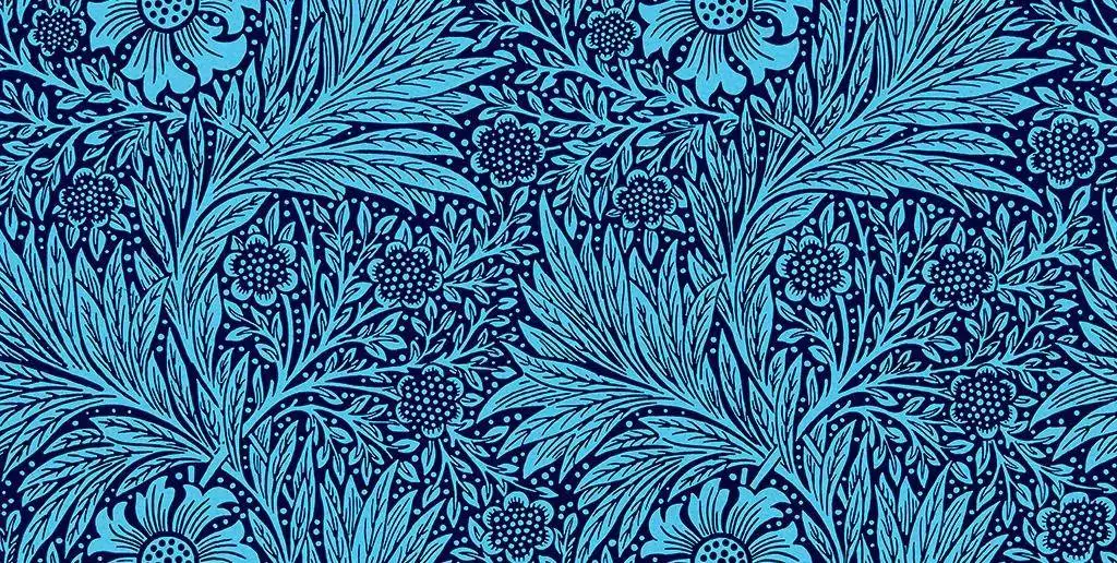 Marigold Navy - Blumen - Blätter - Blau - Schwarz - Morris & CO