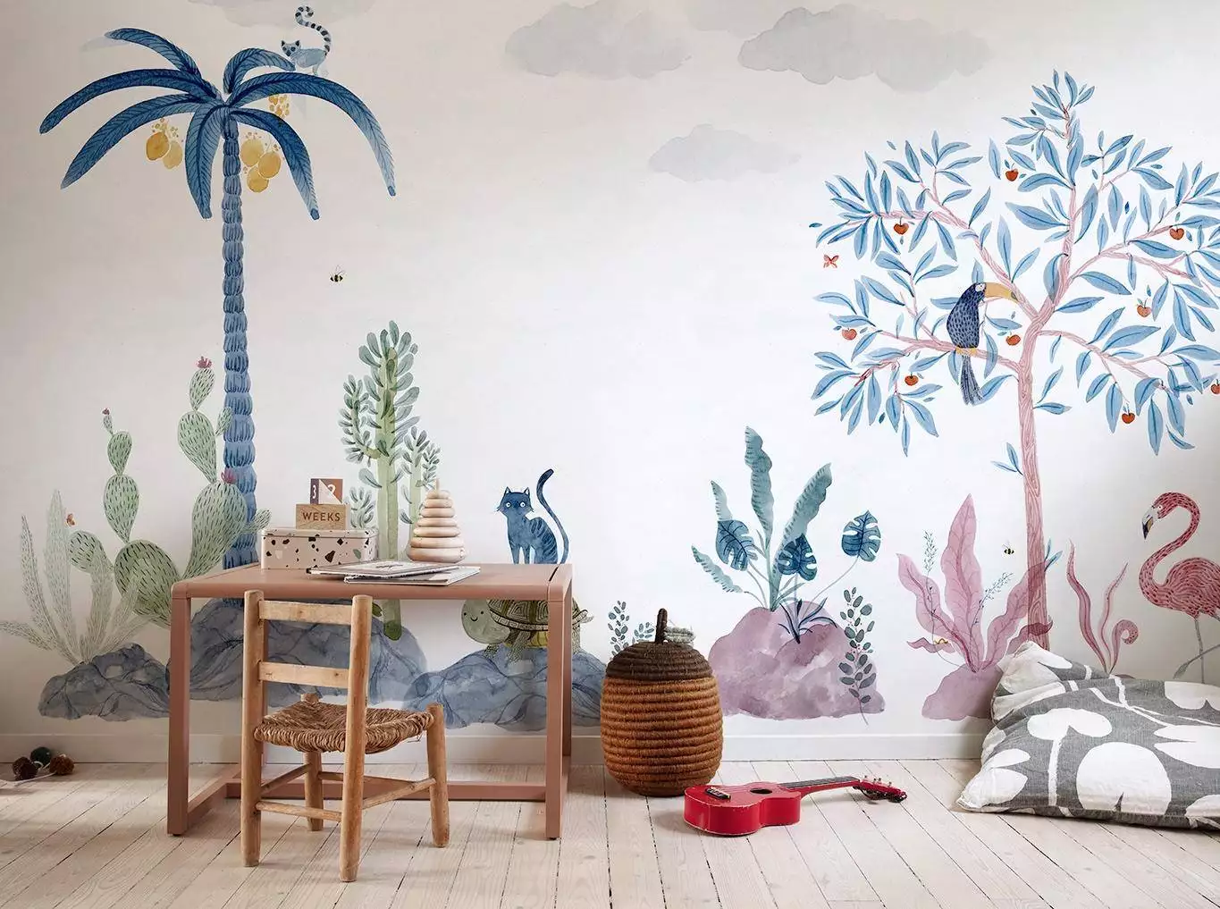 Wilton Mural - Blumen - Blätter - Bäume - Tier Tapeten - Multicolor