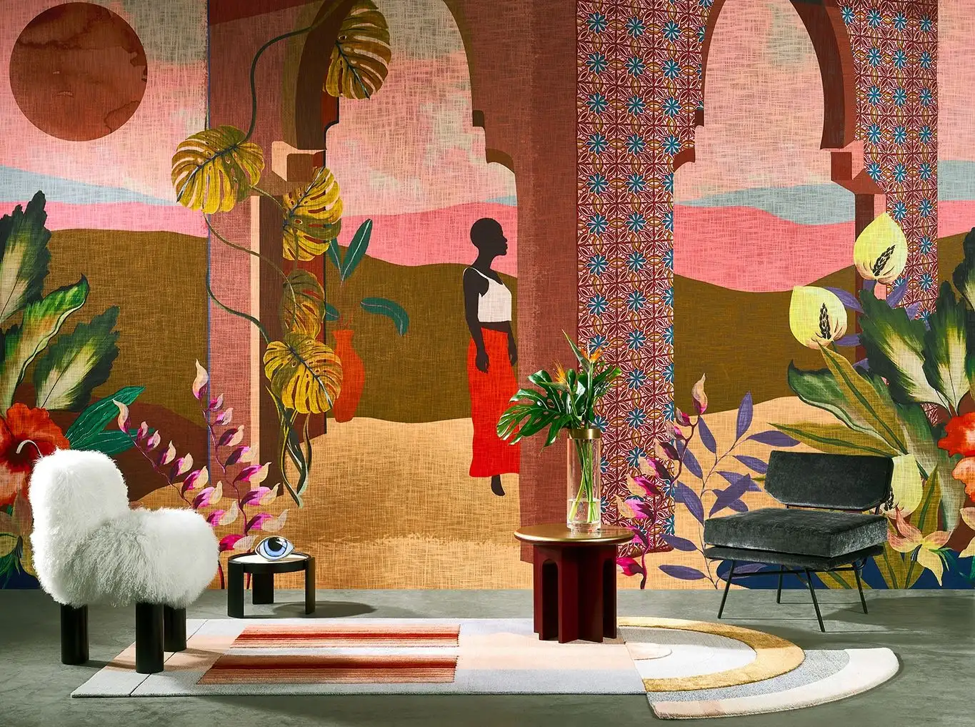 Les mysteres de Madagascar, Marrakech - Blumen - Blätter - Figuren - Gebäude - Landschaft - Multicolor - ARTE