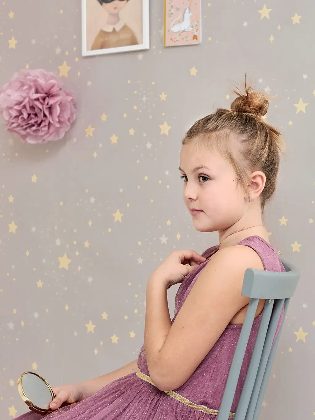 Twinkle, dusty lilac - Sterne - Gold - Hellbraun - Weiß - Majvillan AB