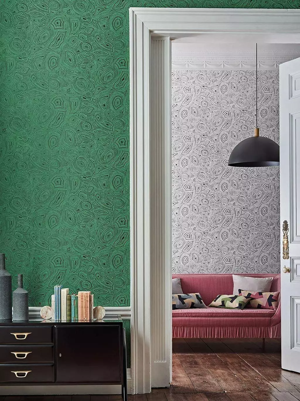 Malachite, col. 3 - Moderne Muster - Stein - Schwarz - Weiß - Cole & Son