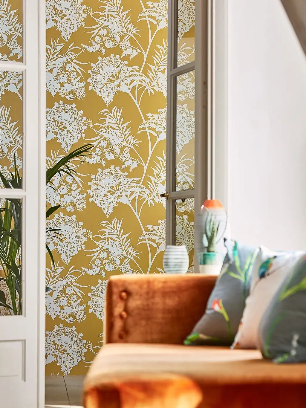 Bavero, col. 4 - Blumen - Blätter - Gelb - Weiß - Sanderson 