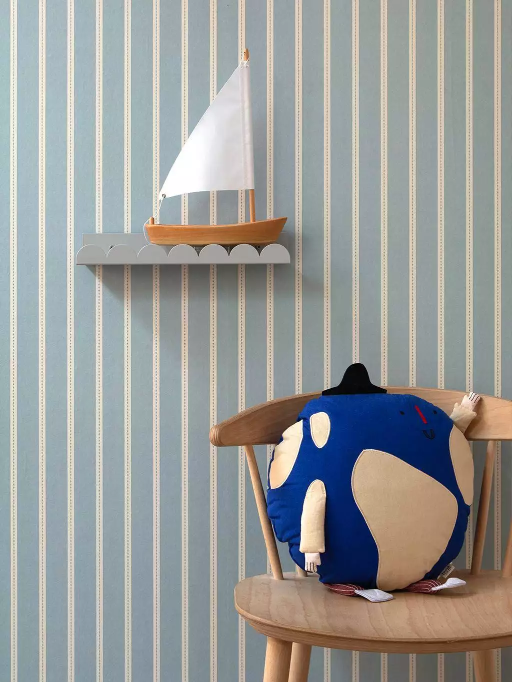 Ribbon, stone blue - Streifen - Creme - Hellblau - StudioDitte