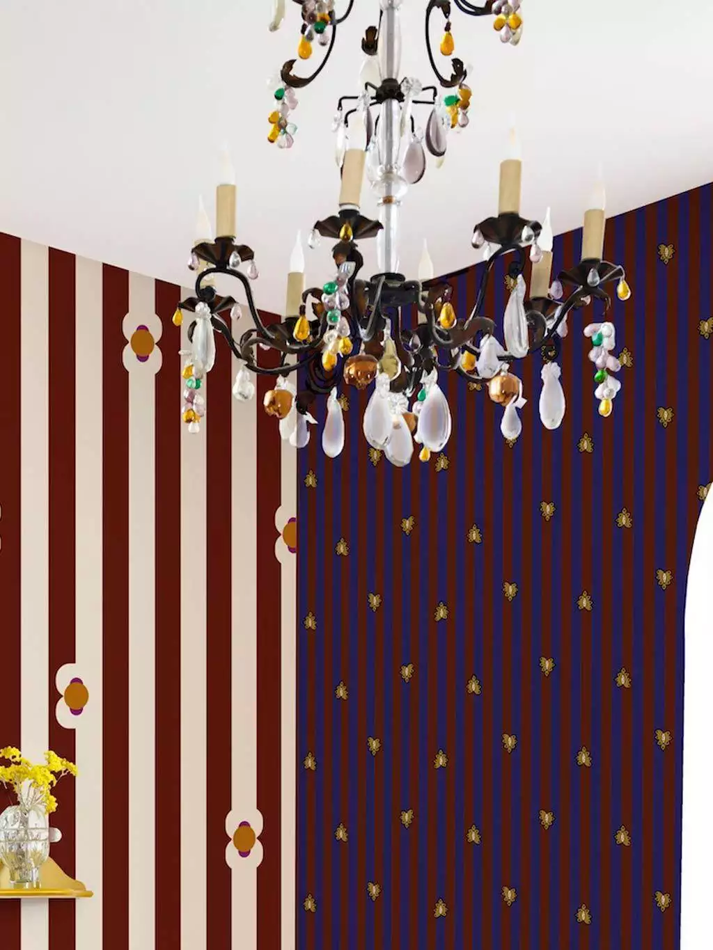 Longo Mai, Grenat - Blockstreifen - Blumen - Moderne Muster - Streifen - Multicolor - Bien Fait