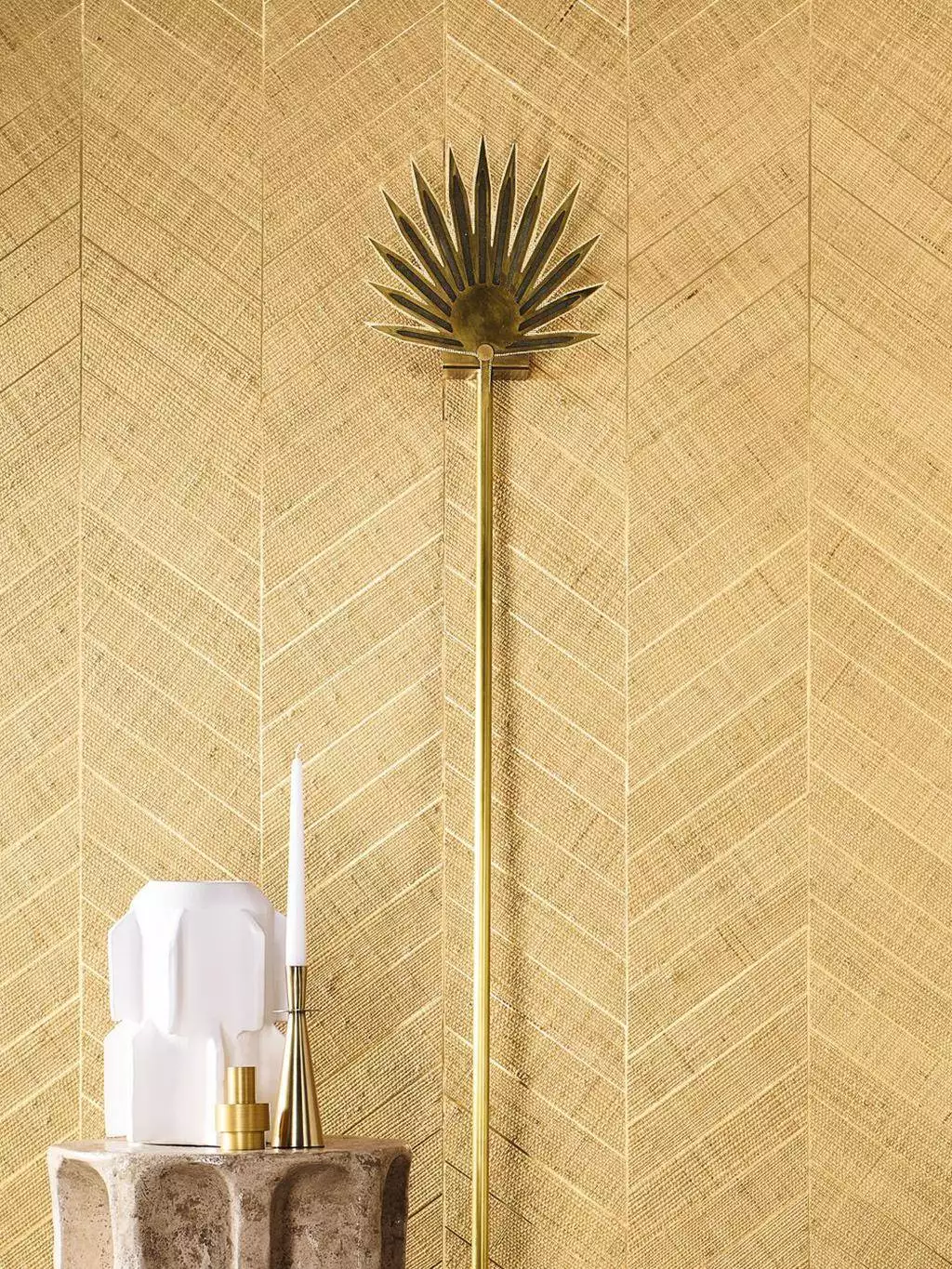 Merina, col. 01 - Naturfaser - Struktur - Textil & NaturTapeten - Creme - Gold - Casamance