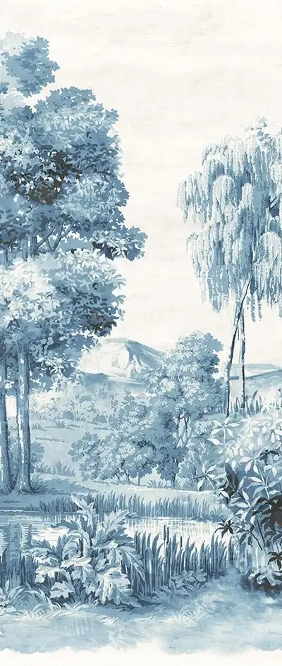 Landscape delft, col. 02 - Bäume - Landschaft - Blau - Creme - Masureel