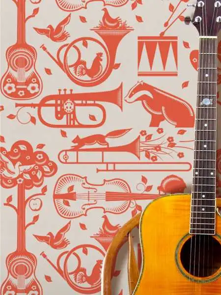 Pet Sounds, harvest orange - Blätter - Gegenstände - Tier Tapeten - Orange - Mini Moderns