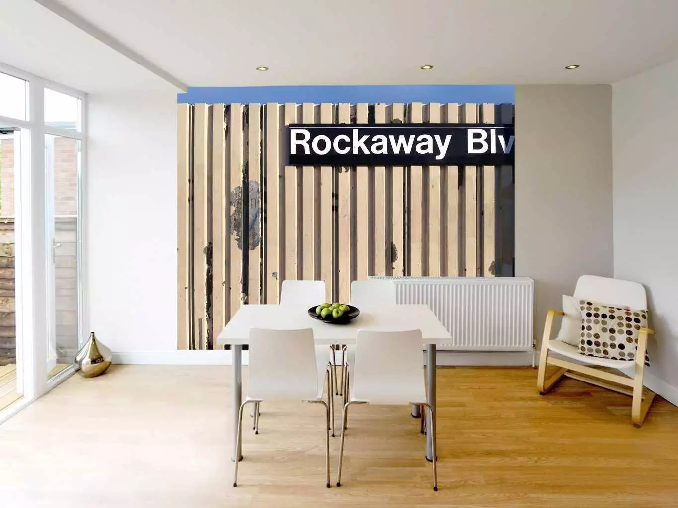 Rockaway Boulevard, col. 01 - Patina - Creme - Hellblau - Schwarz - Weiß - TapetenAgentur