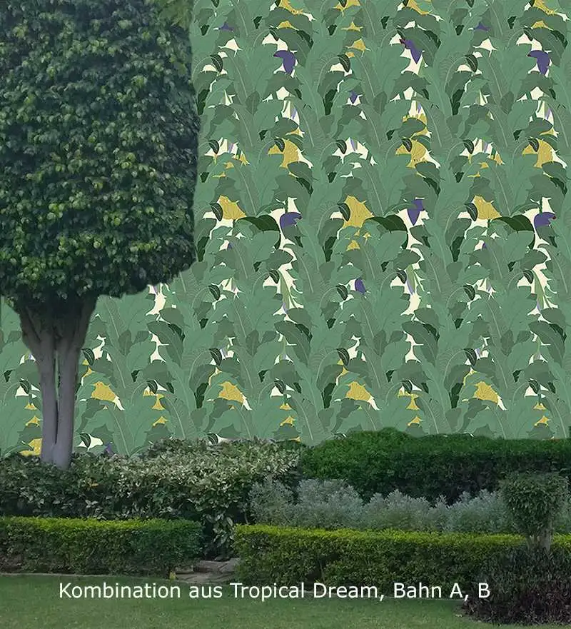 Tropical Dream, Bahn B - Blätter - Früchte - Creme - Grün - Lila - Ocker - Carlos