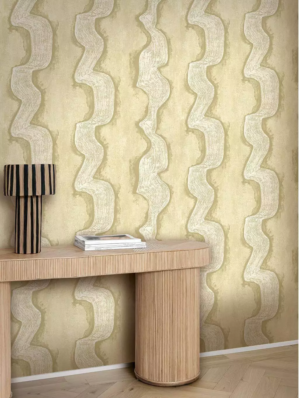 Shodo, col. 03 - Grafische Muster - Wellen - Creme - Gold - Masureel