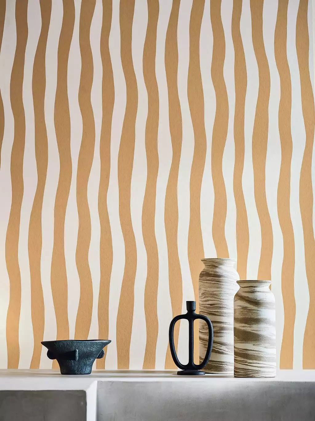 Sundae, col. 08 - Streifentapeten: - Hellbraun - Weiß - Casamance