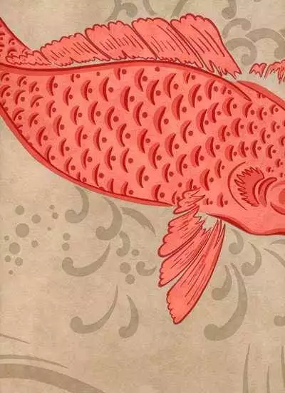 Derwent, col. 03 - Animal Print - Fauna - Fische - Beige - Rot - Osborne & Little