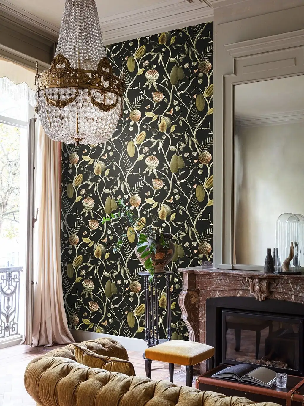 Papaya, Kombou - Blumen - Blätter - Früchte - Tier Tapeten - Äste - Multicolor - Masureel