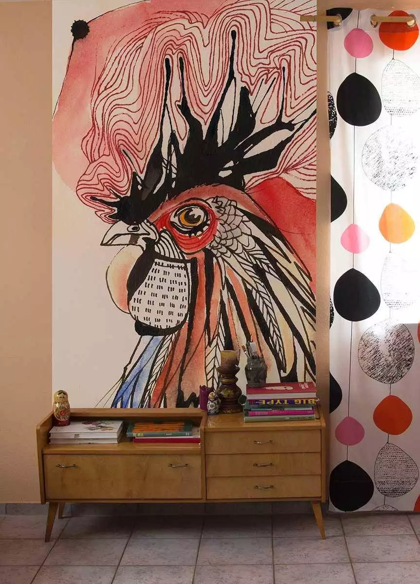 Cock - Aquarell - Tapeten mit Vogelmotiven - Zeichnungen - TapetenAgentur