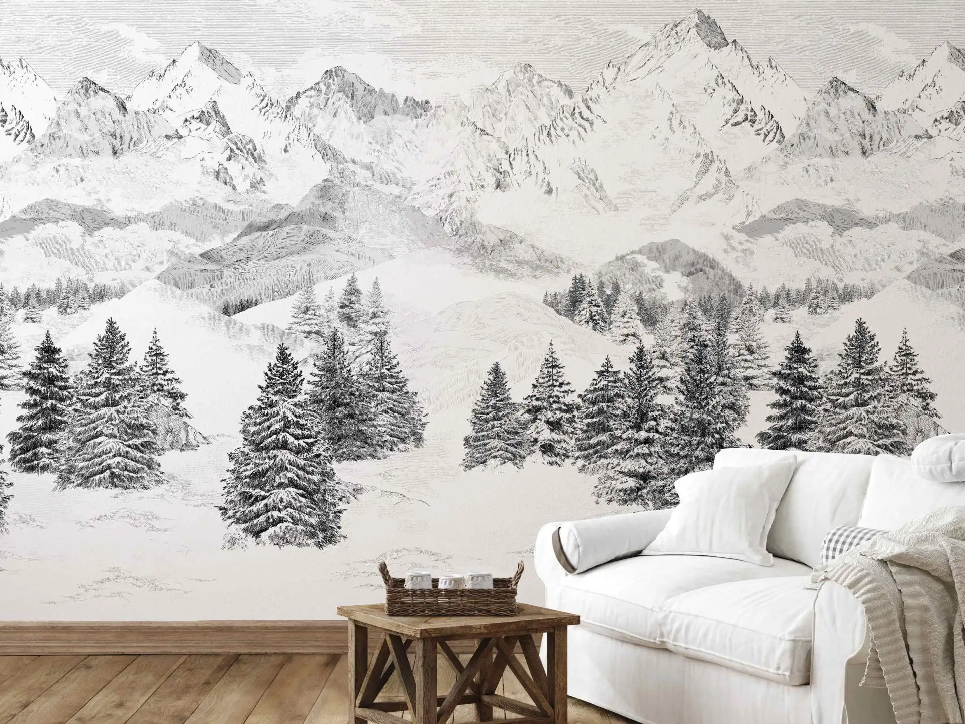 Les Cimes - Berge - Bäume - Zeichnungen - Schwarz und Weiß - Isidore Leroy